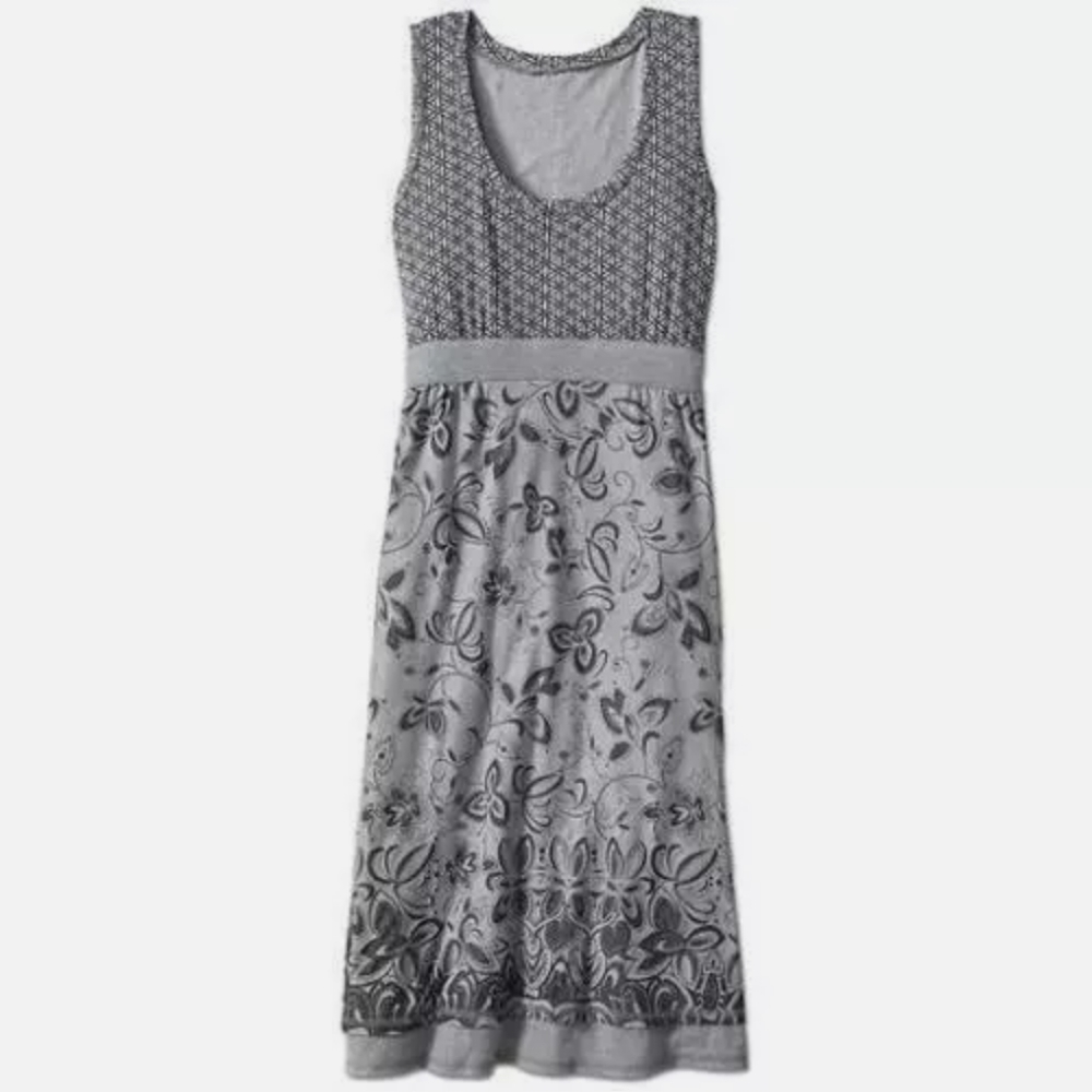 Athleta Dress Vyasa Asphalt Gray Tiger Lily Sleeveless Floral